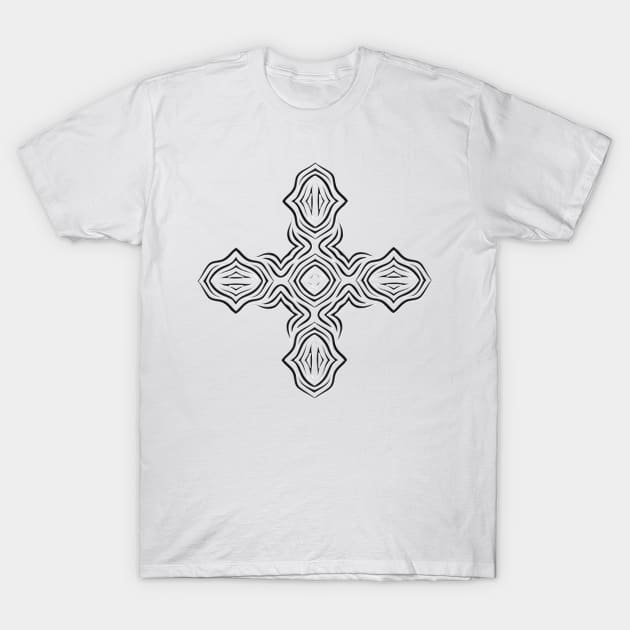 Cross Tribal Design T-Shirt by Pikmi